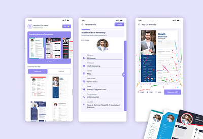 CV Maker App UI Design appuiux creativedesign cvappdesign figmadesign mobileappdesign uidesign uxdesign