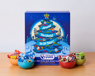 Candy Advent Calendar for Universal Yums advent advent calendar branding calendar candy christmas december design festive gift holiday illustration packaging packaging design sweets tree universal yums winter yum