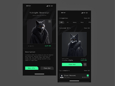 NoirNFT . Transform your NFT’s experience - Mobile App🐺 blockchain cryptocurrecy cryptotrading dashboard design ecommerce design ecommerce website design financialtechnology graphic design login page logo inspiration metaverse motion graphics nft product design ui website design