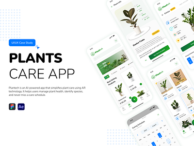 Case Study: Plant Care App appdesign cleandesign creativedesign ecofriendly greendesign indoorplants interfacedesign mobileapp natureapp natureinspired plantapp plantcare prototype sustainability uidesign uiux userinterface uxdesign wireframe