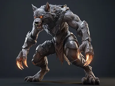 Moonlit Terror 3d 3d modelling beast blender cgi character design creature glowing r1n7t0xb werewolf wild