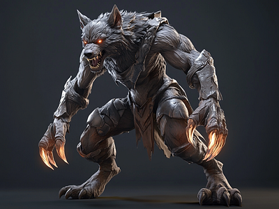 Moonlit Terror 3d 3d modelling 95yf7t2 beast blender cgi character design creature glowing werewolf wild