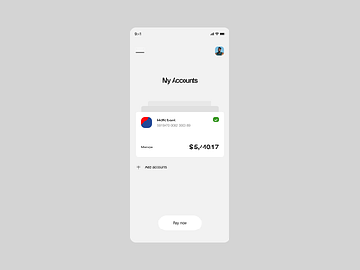My accounts screen — mobile app rebound shot app branding clean design minimal mobile mobileapp ui webdesign