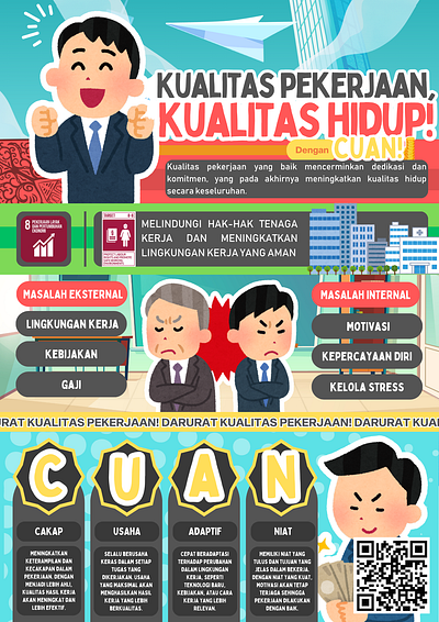 Poster Design (Kualitas Pekerjaan, Kualitas Hidup!) branding creation design font fun graphic design illustration poster ui