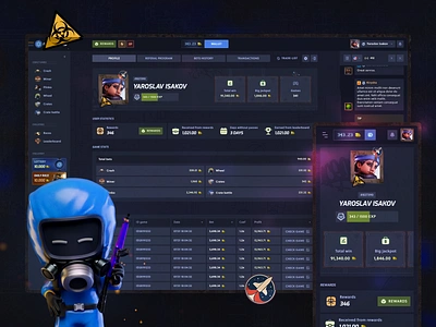 Cobalt — User Profile betting black casino blockchain casino casino app dark ui dashboard gambling game app game ui gaming igaming mobile app product design profile rust statistics steampunk store user