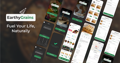 EarthyGrains – Millet-Based Lifestyle App branding checkout screens cleanui design designforgood designinspiration dribbbleshots ecofriendlydesign figma food product buying app graphic design healthyapp healthyliving healthysnackin milletlifestyle milletproducts mobileappdesign ui uiuxdesign userexperience