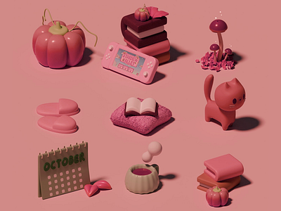 Fall themed item collection 3d 3d animation 3d art 3d art work 3d books 3d calender 3d decor ideas for fall 3d decoration 3d designs 3d details 3d elements 3d fall vibes 3d interior 3d items 3d october aesthetics 3d pumpking 3d tea autumn mood decor fall decoration ideas room decoration