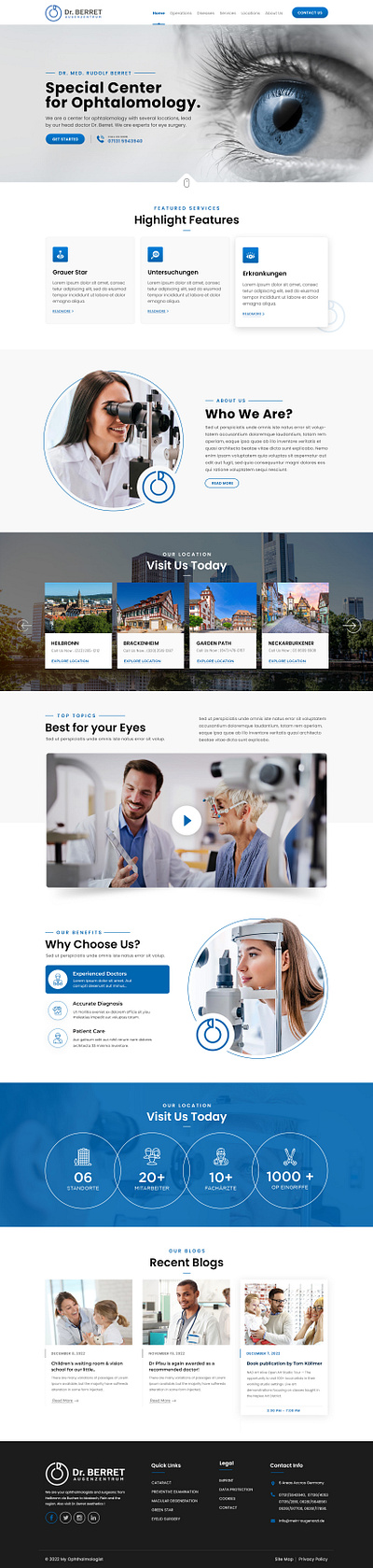 Optometry Website Design branding doctor graphic design medical optometry ui website website design