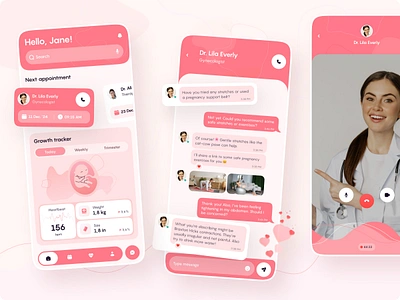 Pregnancy Tracker App app ui baby tracker clean doctor chat essential insights fetal development gotoinc healthcare app intuitive minimalist mobile design modern parent support personalized experience pregnancy app seamless experience thoughtful video consultation wellness app womens health