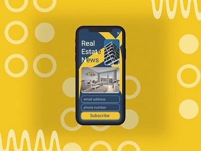 Real Estate News Page Subscribtion app branding dailyui dailyui026 design illustration mockups news real estate subscribe subsctibe button ui