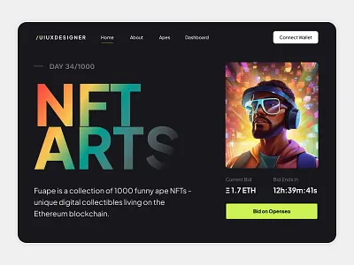 NFT Platform Landingpage agency art blockchain branding design hero illustration landing landing page learning minimal nft platform professional service startup ui ux vector web design webdesign