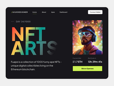 NFT Platform Landingpage agency art blockchain branding design hero illustration landing landing page learning minimal nft platform professional service startup ui ux vector web design webdesign