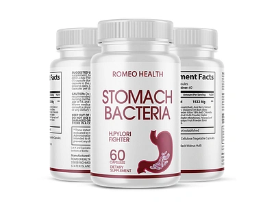 Stomach Bacteria H.Plori Fighter Supplement h label mockup packaging packaging design product packaging stomach bacteria supplement supplement label supplement label design