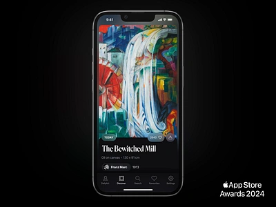 DailyArt App animation app app design art art history app clean cultural dark darkmode design education history interactive microinteractions motion graphics museum museum app design ui uimotion ux