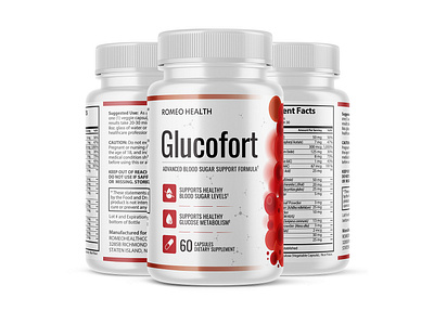 Glucofort Blood Sugar Support Supplement blood sugar glucofort label label design mockup packaging design supplement supplement label supplement label design