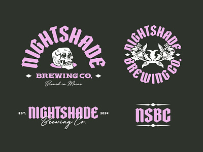 Nightshade Brewing Co. Logo Suite beer brand beer branding brand design brand designer brand identity branding brewery brewing company graphic design identity illustrated logo illustration logo logo design logo designer logopack logos logoset logosuite logotype