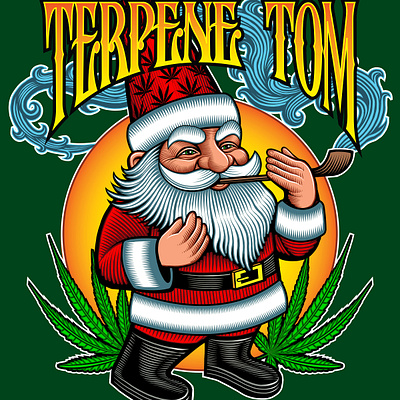 Santa Gnome apparel cannabis christmas design holiday illustration illustrations logo logo design marijuana merry christmas santa santa claus smoke vector vector art weed