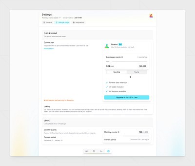 ⏀ Settings / Billing & usage / Pro billing design figma icon pack icons pro product design ui ui kit