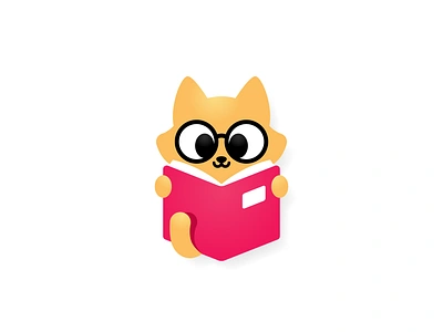 Cat Reading Book book branding cartoon cat character children design digital flat funny illustration kids kitty learning logo mascot minimal reading teach vector