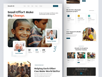 Donation and Charity Landing Page agency charity found charity landing page charity website clean donate donation donation landing page ecommerce home page homepage landing page minimal non profit ui design ux design web design web ui website website design