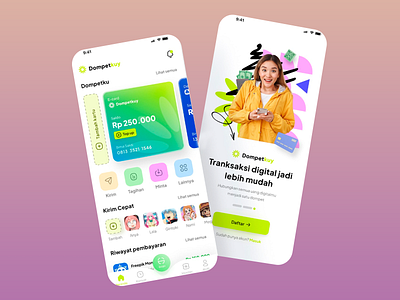 Dompetkuy - Digital Wallet App app app design app ui app ux design digital design digital wallet finance app fintech mobile mobile app design mobile payment mobile ui mobile ux online wallet transactions ui ui design ux ux design