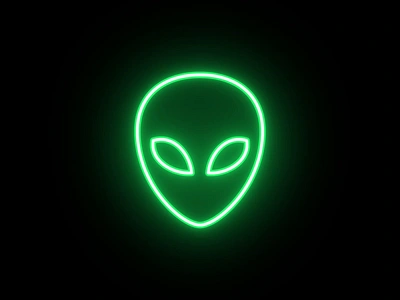 Alien face alien animation emoji emoticon extraterrestial face game head humanoid icon logo martian mask motion graphics neon space stranger ufo ufology