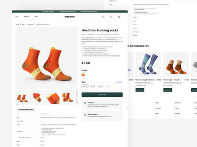 E-Commerce Website athletic cleanui design ecommerce figma marketplace minimalist onlineshop productpage retail serinterface shopdesign socks sportswear uidesign userexperience uxdesign webdesign websitedesign