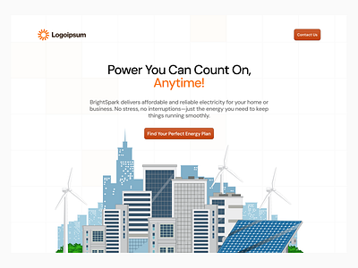 Landing Page 002 - BrightSpark clean design dribbble electricalenergy energy landing page solarenergy ui webdesign