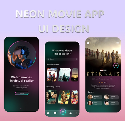 NEON MOVIE APP UI DESIGN app movie app ui ux