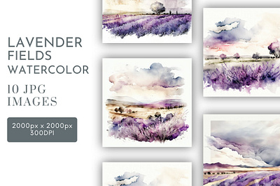 Lavender Fields Watercolor Clipart JPG 3d animation graphic design motion graphics ui