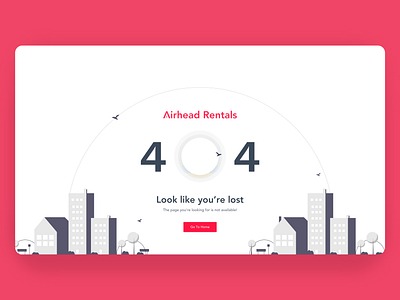 Airhead Rentals - 404 Error 2d 404 404 error branding design error homes illustration real estate rental responsive typography ui ux vector website