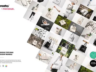 Noissue Tote Bag Mockup Bundle bag mockup bundle creator creatsy custom customizable design designed generator mock up mock ups mockup mockups noissue tote bag mockup bundle pattern patterns personalized smart object surface template templates