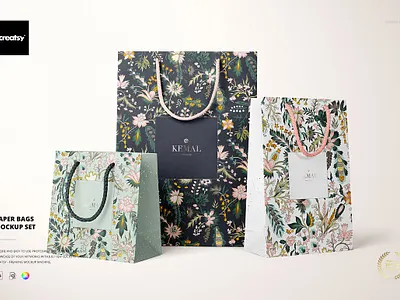 Paper Bags Mockup Set bags mockup set creator creatsy custom customizable design designed generator mock up mock ups mockup mockup set mockups paper bags mockup set pattern patterns personalized smart object template templates