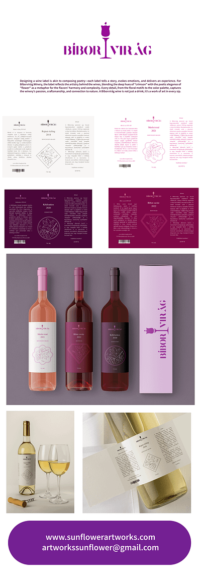 Bíborvirág Winery graphic design logo packaging design winery branding