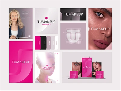 Tumakeup University brand branding design feminine graphic design logo makeup pink school typography university woman