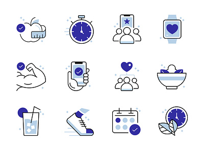 WEIGHT WATCHERS ICONS design double tune graphic design icons illustration line icons ui vector