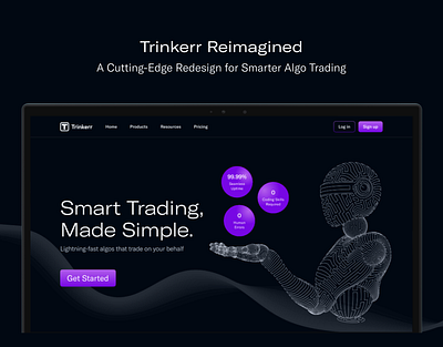 Revamping the Trinkerr website for a better experience. algo trading asethetic figma fintech fintech app futuristic design landing page product design redesign uiux ux design visual design