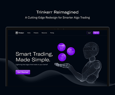 Revamping the Trinkerr website for a better experience aesthetic algo trading algo trading website existing design improvement furturistic futuristic website design landing page product design uiux ux ux designer