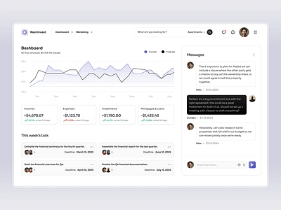 Tracking Insights, Tasks, and Conversations dashboard ui data visualization finance dashboard financial management fintech app modern dashboard task management uiux design