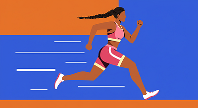 flat illustration of athlete woman running graphic design illustration vector