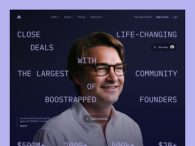 Acquire.com homepage concept bold business community concept corporate editorial founder home landing marketplace minimal mono ui u x website