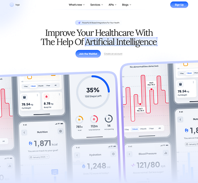 Hero Section Design: Healthcare with Artificial Intelligence 💎 figma design framer design hero section design landing page design ui design uiux web design website design