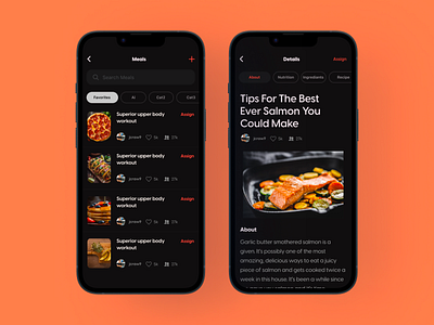 Recipe Planner UI app concept door dash fish fitness food health idea iphone menu pizza planner recipe sleek uber eats ui