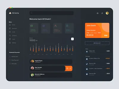 Banking Dashboard Dark UI accounts admin panel analytics banking dashboard dashboard design dashboard ui design finance homepage product design saas dashboard ui concept ui design web web design web page