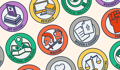 Icons for young minds badges design graphic design icons