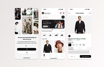 Fashion mobile app UI branding ui