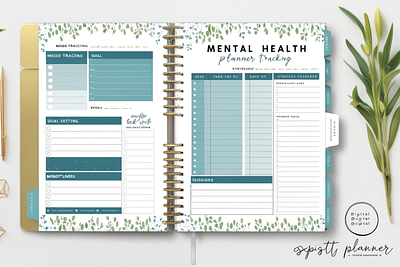 PLR Canva Mental Health Digital Planner canva digital font sans serif graphic design planner