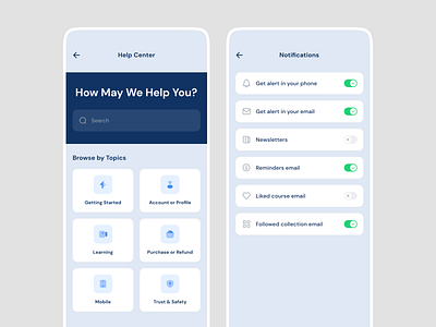 Financial Settlement App 04 app app uiux clean app creative app design finance app help page helpline minimal app mobile app design notification setting setting ui design uiroll ux