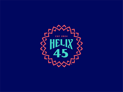 Helix 45 badge brand branding custom helix logo logo design logo mark navy non profit pink purple salmon typography