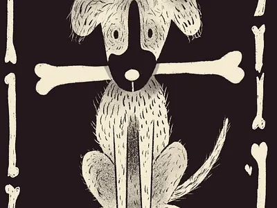 Give a Dog a Bone animation black and white bone dog illustration procreate